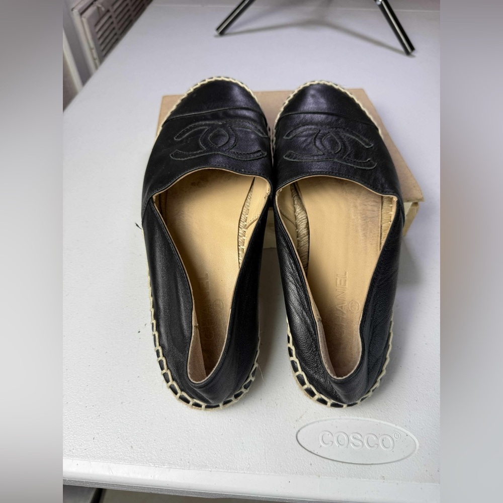 Chanel Lambskin CC Espadrilles Flats Black Sz 41 /US 11 - Picture 10 of 16